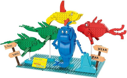 Brickcraft Officially Licensed Dr. Seuss One Fish Two Fish Red Fish Blue Fish with Fish Figures and Signage Included 571 Pieces Multicolored Brick Building Set