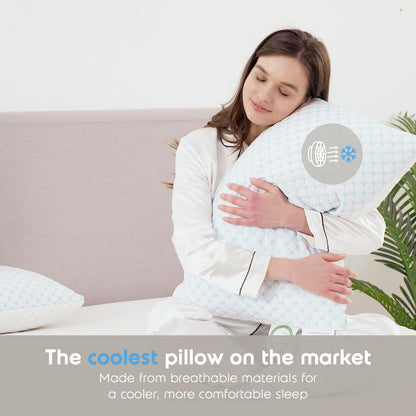 Nestl Cooling Kids Pillow for Sleeping 1 Pack, Luxury Shredded Memory Foam Pillows Kids Size, Adjustable Cold Gel Pillows for Hot Sleepers Supportive Cool Pillow for Side Back Stomach Sleepers