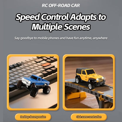 RC Crawler Truck 1/36 Scale 2.4G 4WD Full Proportional RC Off-Road Car Model with Realistic LED Lights Long Battery Life Hobby Car Gift for Adults (RTR Version/Blue)