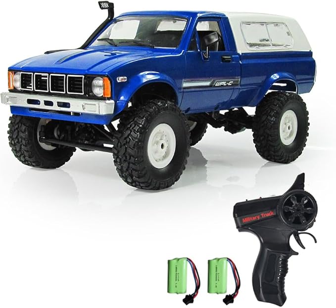 GoolRC RC Truck WPL C24 RC Crawler 1/16 Scale Remote Control Car 4WD All Terrain Off Road Pickup Truck 2.4GHz RC Climbing Car with LED Light 2 Batteries for Adults (Blue)