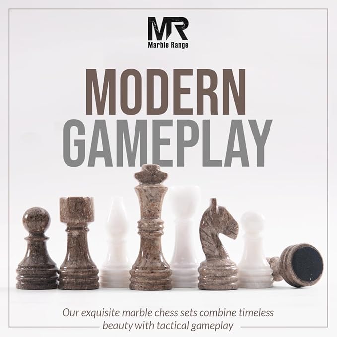 Marble Chess Set for Adults 15 Handmade Oceanic &amp White Board Game with 32 Chess Pieces 2 Extra Queens &amp Storage Box Luxury Travel Game – Elegant Home Décor