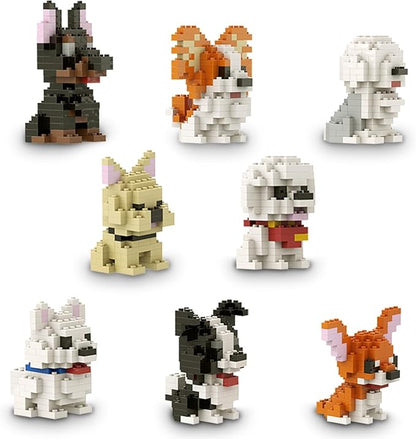 SEMKY Micro Mini Blocks Dog Series 8 in 1 Animal Model Set(1002Pieces) -Building and Pet Toys Gifts for Kid