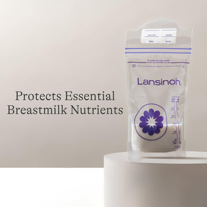 Lansinoh Breastmilk Storage Bags, 100 Count, Baby Essentials, Fast Freeze & Thaw Breast Milk Bags for Baby Bottle Feeding, Superior Strength & Stretch, 6 Ounce