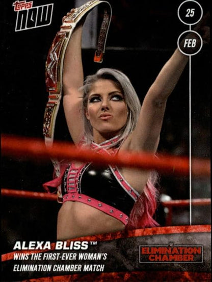 2018 WWE Topps Now #7 Alexa Bliss Wins the First-Ever Womens Elimination Chamber Match