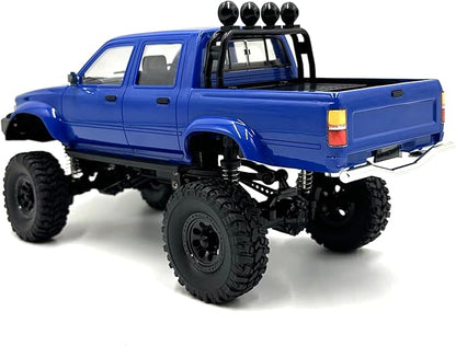 RC Rock Crawler WPL C64-1 RC Truck 1:16 Scale 2.4GHz Remote Control Truck 4WD All Terrain Off-Road RC Crawler with LED Lights and 2 Rechargeble Batteries for Adults (Blue)