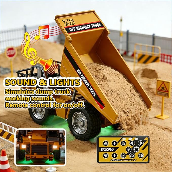 1:64 Mini RC Dump Truck Toy Alloy Metal Construction Vehicle with App &amp Remote Dual Control Variable Speed LED Lights &amp Sound RC Engineering Car Gift for Kids &amp Adults