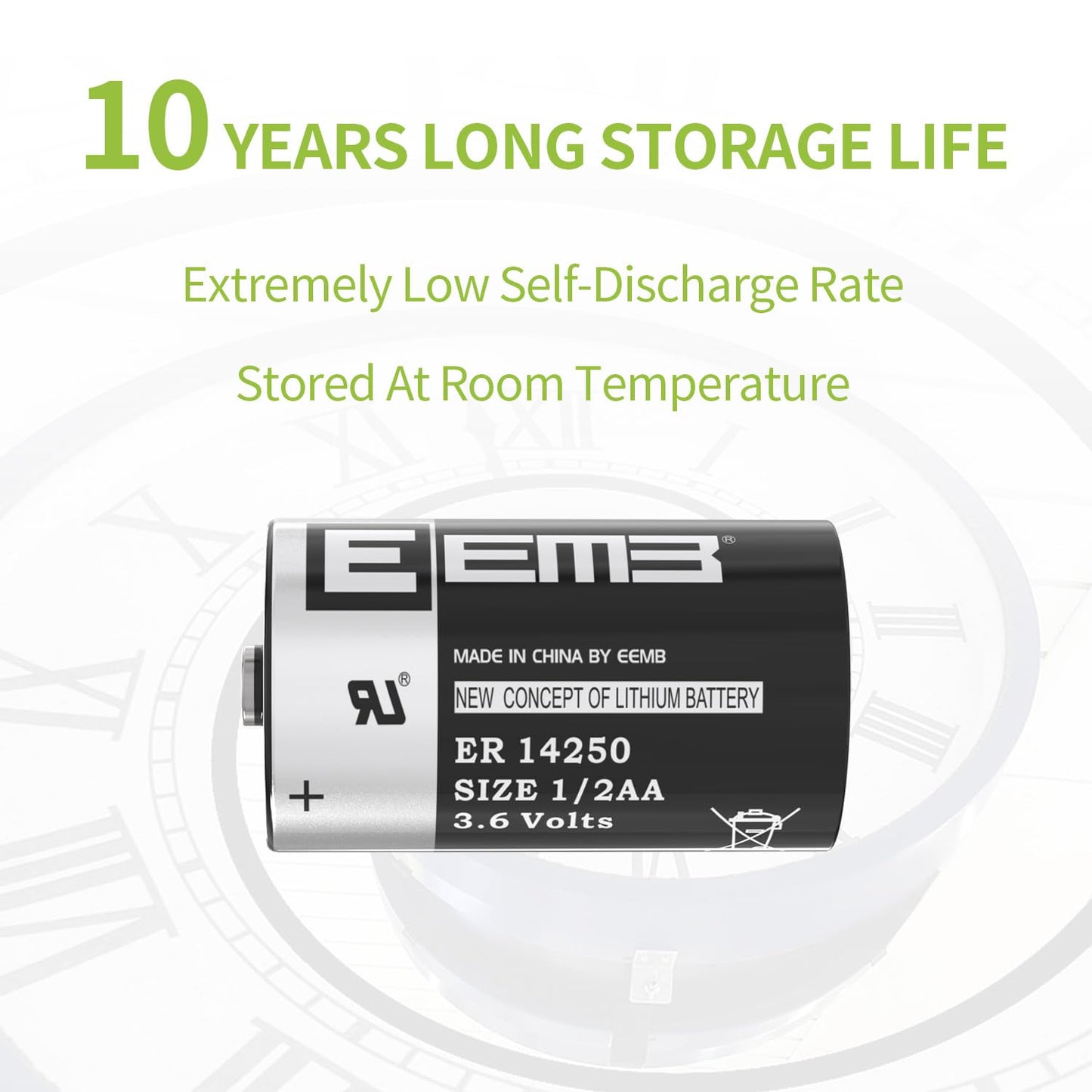 EEMB ER14250 Battery 1/2AA 3.6V Lithium Battery Li-SOCL₂ (4-Pack) Non-Rechargeable XL-050F SB-AA02 LS14250 for Dog Collar Meter Sensor Movement Monitor/Home Security System/Alarm System