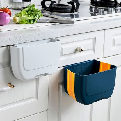Hanging Folding Mini Trash Can for Kitchen Cabinet Door, Small Collapsible Garbage Bin Under Sink,Wall Mounted Waste Bin- Container Cabinet/Bedroom/Bathroom (3L)(White)