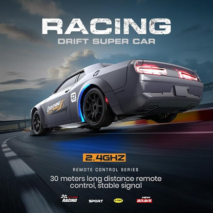 1:43 Scale Mini RC Drift Car 2.4GHz 4WD Desktop RC Drift Car 15KM/h Handheld Racing Mini Vehicle with LED Lights Speed Switching Racing Sport Toy for Adults Teens (Purple)