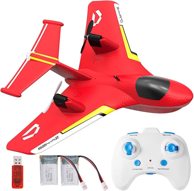 Remote Control Airplanes for Kids 2.4Ghz RC Water Plane Gifts for Boys Age 8-13 Year Old Easy to Fly Mini Glider with Gyro/Lights/2 Batteries Cool Toys for Birthday Christmas(Red)
