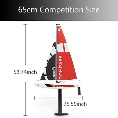 53” Inch Remote Control Boat RC Pre-Assemble Sail Accessories Kits 2.4G Electric Sailboat Watercraft for Adults (S)