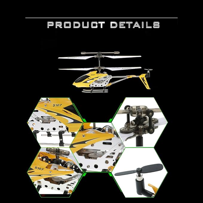 GoolRC Remote Control Helicopter S107/S107G RC Helicopters 3 Channel Mini Helicopter with Gyro for Beginners (Yellow)