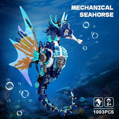 Mechanical Seahorse Building Set Compatible with Lego Model STEM Educational Creative Construction ToyOcean Creature Collector's Item Perfect Office &amp Home Décor Gift for Boys Ages 8-16 1003pcs