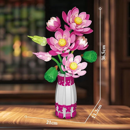 39092 Lotus Building Blocks Flower Set 710 Pieces of Floral and Plant Series Block Sets Adult Creative Enthusiast Model Gifts and Unique Collectibles Can be Used for Room Decoration