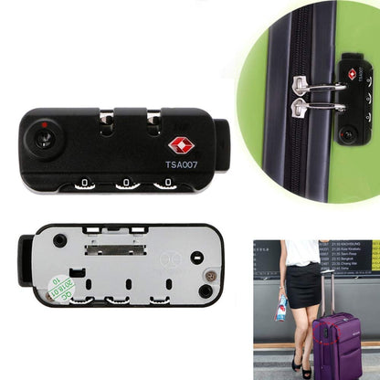 TSA007 Padlock Luggage Travel Lock and 3 Digits Self-Setting A Variety of Different Combinations Luggage Bag Travel Security Code Lock, Black, 2 Pack