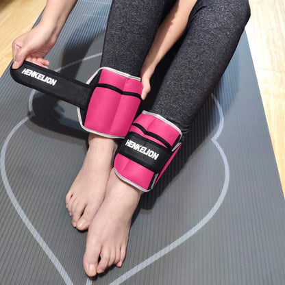 Henkelion Adjustable Wrist/Ankle Weights 1 Pair 6 Lbs For Women Men Kids, Strength Training Set For Gym, Fitness Workout, Running, Lifting Exercise Leg - each 3 Lbs Pink