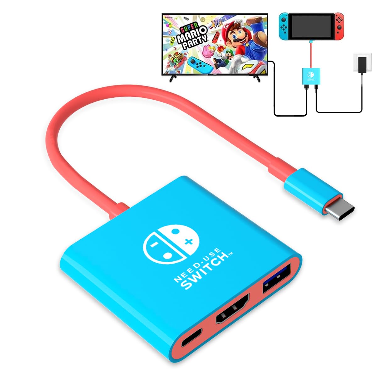 Switch Dock for Nintendo Switch Tv Adapter Portable Switch Docking Station, Switch TV Adapter Compatible Steam Deck/Switch OLED, USB C to HDMI Adapters Support 4K/1080P Switch TV Dock Mode