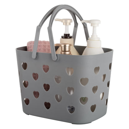 Anyoifax Portable Shower Caddy Tote Plastic Storage Basket with Handle Box Organizer Bin for Bathroom, Pantry, Kitchen, College Dorm, Garage - Grey