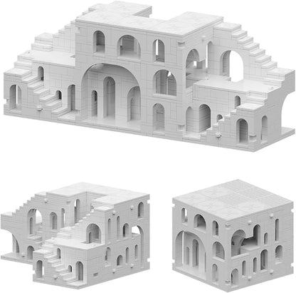dOvOb Architectural Transformable White Castle Building Blocks Set - 1170PCS Construction Magic Maze Mode Collectible Display Set for Adults and Teenagers