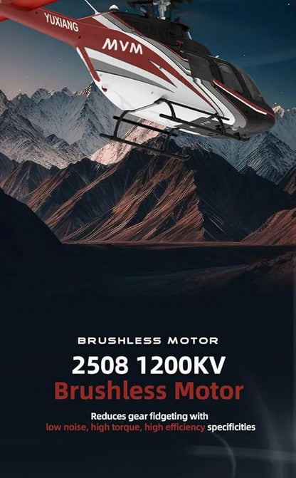 Hanll YUXIANG F08 Bell 206 RC Helicopter for Adults 1/27 2.4G 6CH Brushless Direct-Drive 6G Flybarless RC Helicopter with 6-Axis Gyro Optical Flow Positioning RTF/ 3 Battery