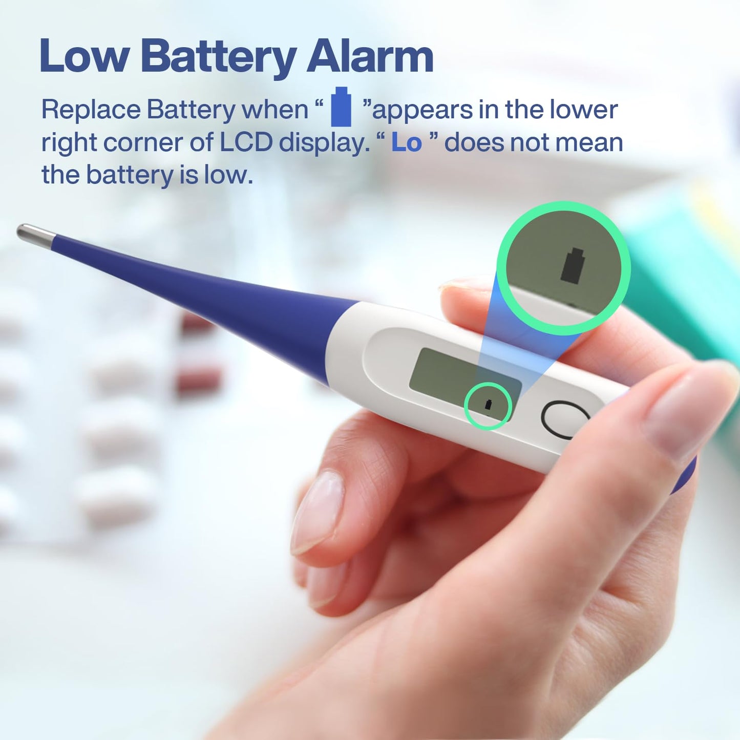 Boncare 10 Seconds Digital Thermometer for Adults and Kids - Accurate & Safe Rectal Thermometer for Baby with Fever Alarm, Oral Thermometer FSA HSA Eligible (Dark Blue)