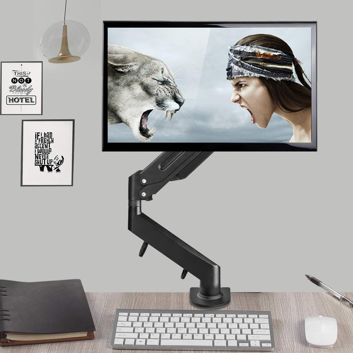 Suptek Monitor Mount Gas Spring Monitor Arm Desk Mount Fully Adjustable Fits 17 20 22 23 24 26 32 inch Monitors Weight Capacity up to 22 lbs
