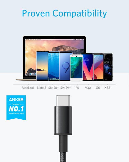 Anker Cable [2 Pack, 3FT], USB A to USB C Cable for iPhone 17 Series,Samsung Galaxy S10 S10+, LG V30, Beats Fit Pro and More (Black)