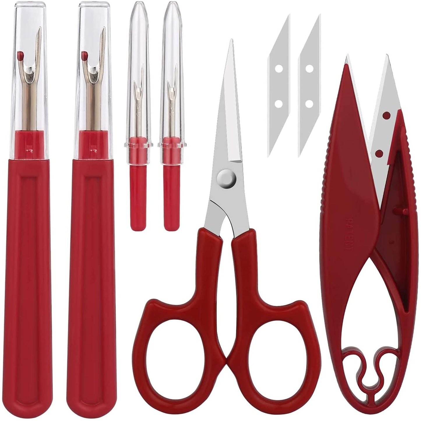 Sewing Seam Ripper Tool,Stitch Remover and Thread Cutter with 2Big+2Small Seam Rippers,1 Pack Thread Snips,1Pack 5”Scissor