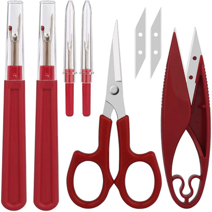 Sewing Seam Ripper Tool,Stitch Remover and Thread Cutter with 2Big+2Small Seam Rippers,1 Pack Thread Snips,1Pack 5”Scissor