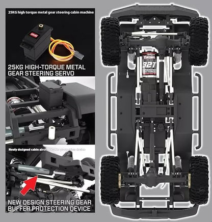 YIKONG YK4107 1/10 4WD RC Rock Crawler Two Speed Differential Lock LCG Chassis Tank Turn RC Car LED Lights Off-Road Climbing Truck