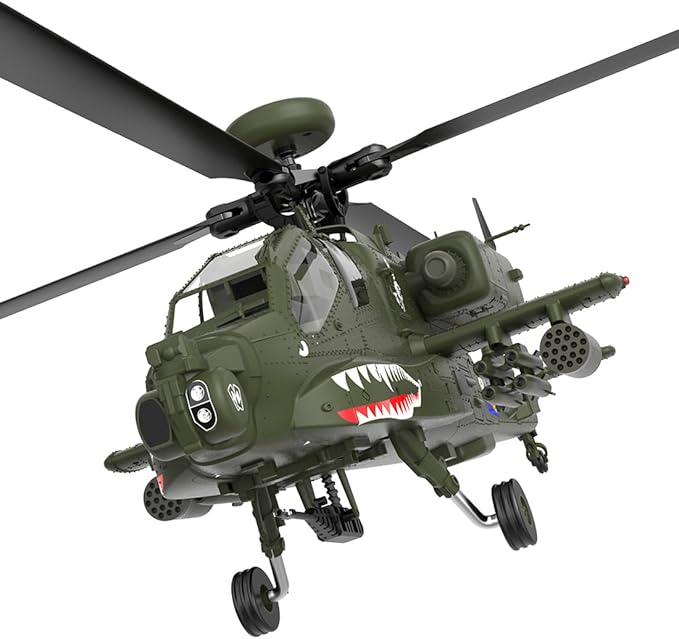 YUXIANG F11 AH64 RC Helicopter for Adults for AH64 Apache 1/32 Scale 2.4G 6CH 6G/3D Stunt Remote Control Military Aircraft Toys with 6-Axis Gyro &amp 2 Brushless Motor &amp Lights - BNF