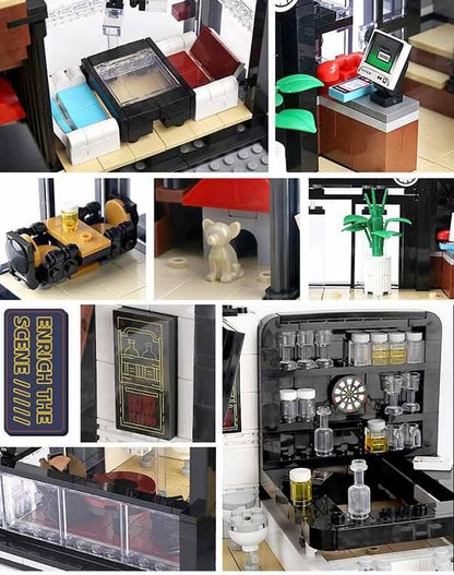 General Jim's Islet Pub &amp Restaurant Modular Building Set with LED Lighting 3992 Pieces Modern Corner Bar &amp Restaurant Compatible with Major Brick Brands GJ-MPR