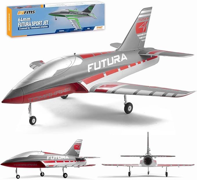 FMS Rc Jets Futura 64MM EDF Sport Jet RED rc Airplanes for Adults for Trainers EDF for Beginners 6 Channel Remote Control Planes PNP(NO Transmitter Batteries and Charger)