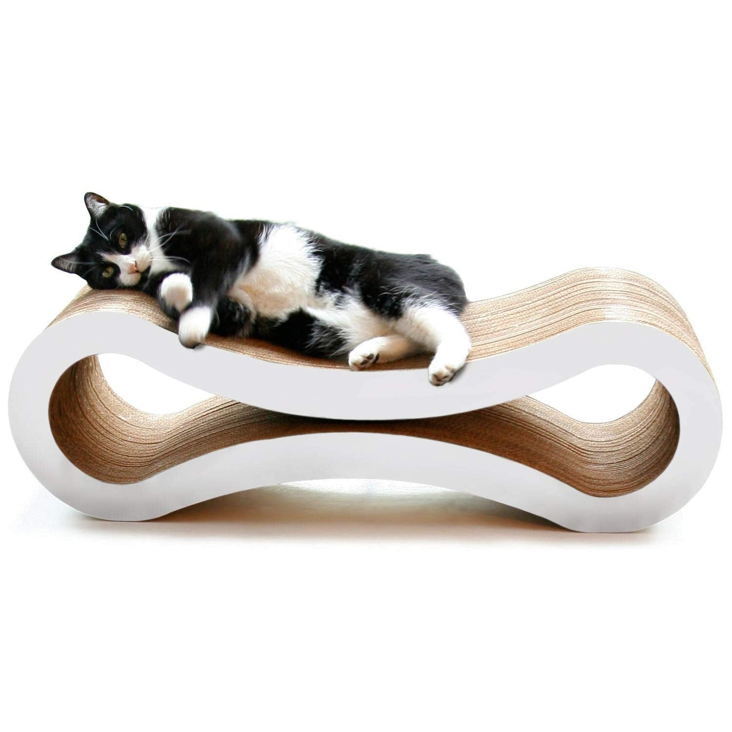 PetFusion Ultimate Cat Scratch Lounge, Cat Scratchers for Indoor Cats, Reversible & Durable, Made from Recycled Corrugated Cardboard, Cloud White