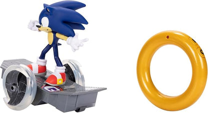 JAKKS Pacific Sonic The Hedgehog Speed RC Skateboard Vehicle with Gold Ring Controller – Light Up Wheels &amp 360 Spins Turbo Mode for Extra Boost 2.4GHz 100FT Range