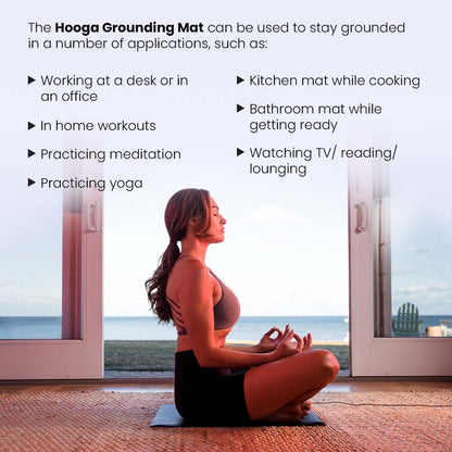Hooga Grounding Mat for Sleep, Energy & Pain Relief – 24" x 16" Conductive Carbon Pad with 15ft Grounding Cord – Indoor Earth Connection for Inflammation & Recovery