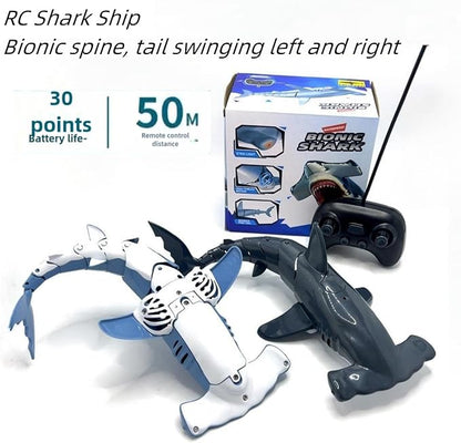 Beach and Summer Pool Remote Control Shark Boat Bath Toy RC Submarine Robo Shark Model Realistic Wiggle-Tail Electric Fish Hammerhead and Dusky Sharks (Cyan)
