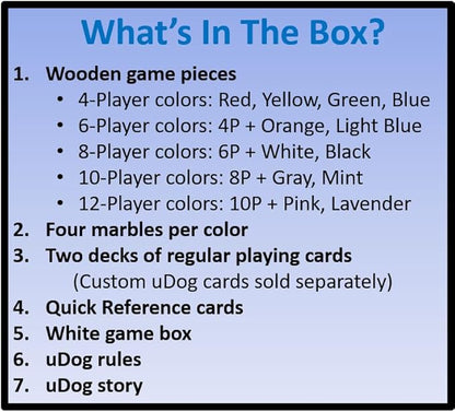 uDog Board Game | Old-Fashioned Fun for 2–12 Players | Made in The USA | Durable Wooden Pieces to Last a Lifetime | Family Game Night (10-Player)