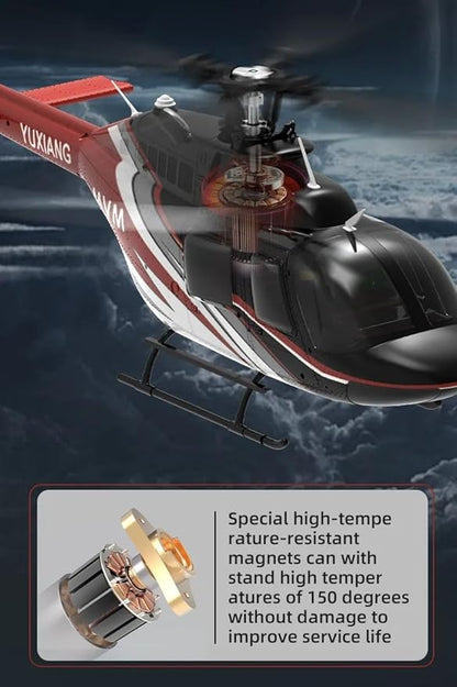 Hanll YUXIANG F08 Bell 206 RC Helicopter for Adults 1/27 2.4G 6CH Brushless Direct-Drive 6G Flybarless RC Helicopter with 6-Axis Gyro Optical Flow Positioning RTF/ 3 Battery