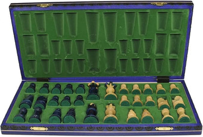 Beautiful Handcrafted Wooden Chess Set with Wooden Board and Handcrafted Chess Pieces - Gift idea Products (16 (40 cm) Blue)