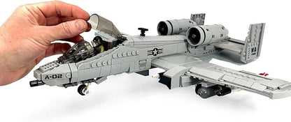 General Jim's A-10 Thunderbolt II Warthog Fighter Jet Building Blocks Set 931 Pieces Cold War Attack Aircraft Model Plane with Opening Cockpit Retractable Landing Gear Artillery Station | GJ-AA10