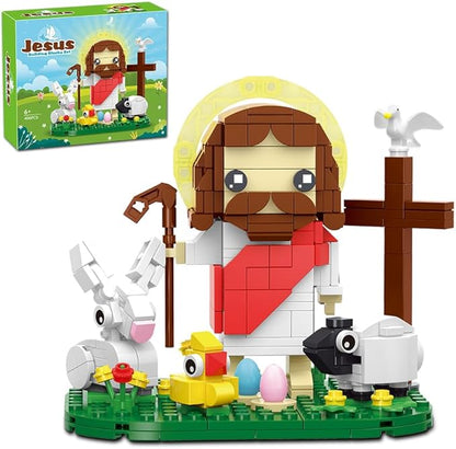 Jesus Building Block Set The Shepherd God Building Blocks Toy Jesus Figure Decors Gift for Christmas Easter Birthday Christian Adults &amp Kids