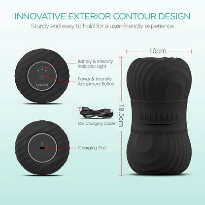 VOYOR-HEALTH Vibrating Peanut Massage Ball Roller, Electric Double Lacrosse Massage Ball with 4 Intensities for Muscle Pain Relief, Rechargeable Deep Tissue Massage, Yoga Sports Fitness MB300 (Black)