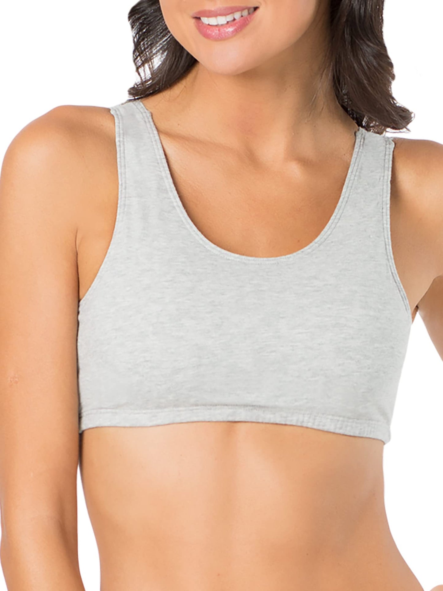 Fruit Of The Loom Womens Built Up Tank Style Value Pack Sports Bra, Heather Blue/White/Heather Grey/Heather Blue/White/Heather Grey 6-pack, 42 US
