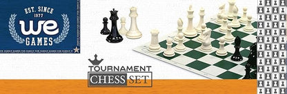 WE Games Tournament Chess Set with Deluxe Pink Canvas Bag Triple Weighted Chess Pieces with 4.0 inch King Vinyl Roll-Up Chess Board 20 inches Travel Chess Set for Adults
