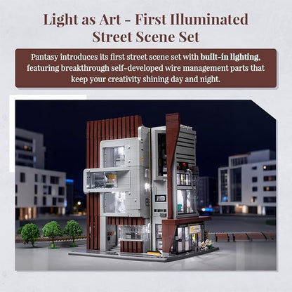 Architecture Studio and Toy Shop Modular Building Set 3 Story Modern Office with LED Lighting and European Castle Style Toy Store Urban Street Scene Brick Model with Minifigures