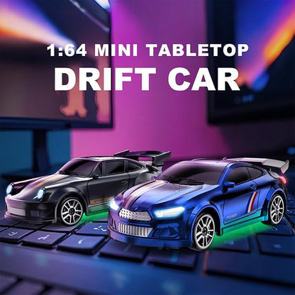 1:64 Scale Mini RC Drift Car with Gyro Full Proportional RTR 2.4Ghz Remote Control with RGB Lights (04-Black)