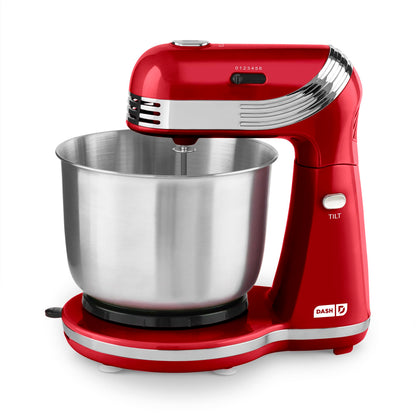 Dash Stand Mixer (Electric Mixer for Everyday Use): 6 Speed Stand Mixer with 3 Quart Stainless Steel Mixing Bowl, Dough Hooks & Mixer Beaters for Dressings, Frosting, Meringues & More - Pink