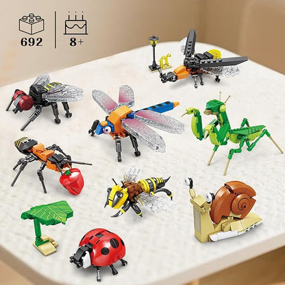 Lynda Insect Building Blocks Set Educational STEM Toys with Dragonfly Mantis Bee Ladybug Etc8 Years OldPerfect for Display Play As a Unique Gift for Insect Enthusiasts.