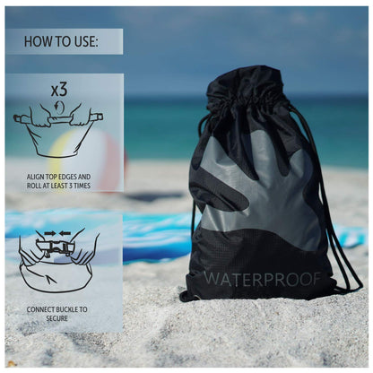 geckobrands Drawstring Travel Backpack 10L - Waterproof Lightweight Travel Dry Bag for Beach, Hiking, and Light Water Activities for Men & Women